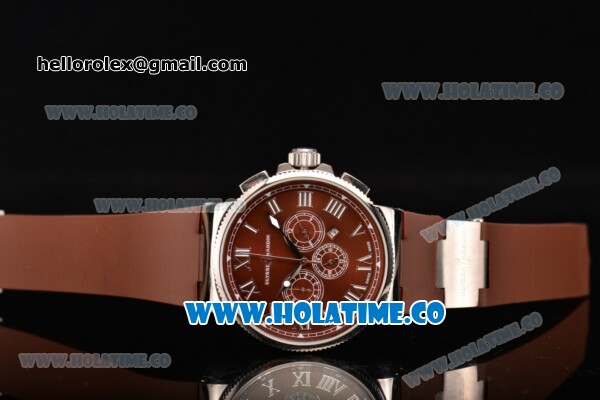 Ulysse Nardin Marine Chrono Asia Automatic Steel Case with Roman Numeral Markers and Brown Dial - Click Image to Close